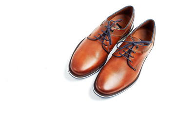 luxurious male brown male shoes isolated on the white background