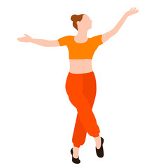 vector, isolated, dancing girl in a flat style, no face