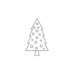 Christmas tree line icon on white background