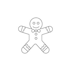 Gingerbread man line icon on white background