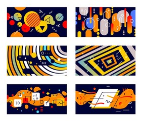 Creative vector set of abstract illustration with bright geometr