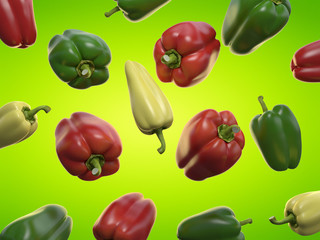 3d rendered food illustration  of bell peppers