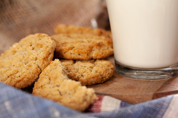 Homemade oat cookies for snack close up