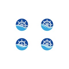 ship steering logo vector icon illustration template design 