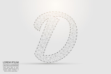 English letters abstract font consists 3d of triangles, lines, dots and connections. Vector illustration EPS 10.