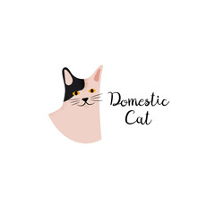 Cute portrait cartoon style of cat. Icon of domestic metis breed for a different design.