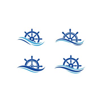 ship steering logo vector icon illustration template design 