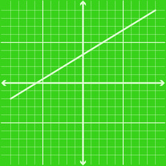 Straight line on graph page of green color using x and y axis lines for education vector illustration