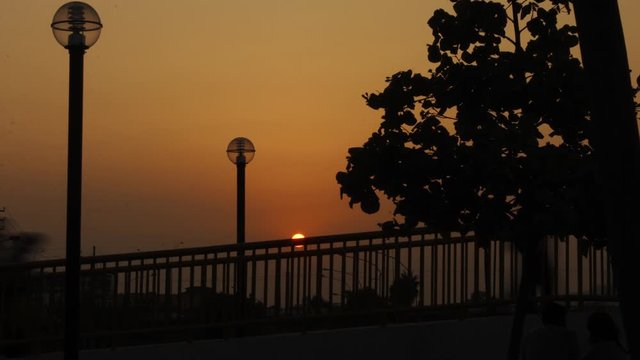 beautiful sunset in the city