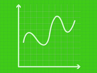 Smooth upward curve line on green graph paper vector illustration for business and education