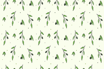 Obraz na płótnie Canvas Olive tree seamless pattern. Olive leaf textile design print. Vector