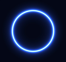 Neon blue circle glowing for advertisement and banner. Eps 10