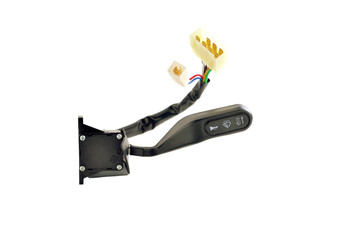 car parts, turn signal switch with wires and connectors, white background, isolate