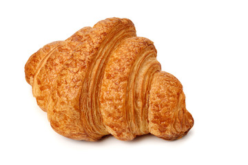 one fresh croissant isolated on white background