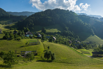 Obraz premium Mountain village Zgornja Sorica in Julian Alps, Slovenia
