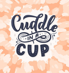 Hot cocoa hand lettering composition. Hand drawn quote for Christmas signs, cafe, bar and restaurant