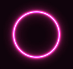 Pink neon circle for advertising and banner. EPS 10