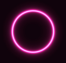 Pink neon circle for advertising and banner. EPS 10