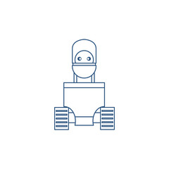 robot with wheels line style icon