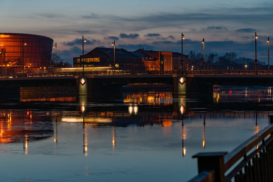 Evening time in Liepaja city center, Latvia.
