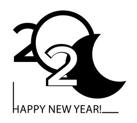 Black and white symbols 2020 happy new year. Vector illustration sign year 2020, labels isolated. can be used for Brochure design template, card, banner.