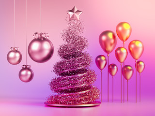 Beautiful luxury New Year Christmas holiday background. 3d illustration, 3d rendering. 3d illustration, 3d rendering.