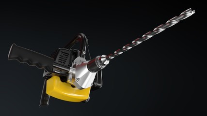 Yellow modern cordless power drill. 3d rendering