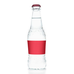 glass bottles with soda juice soda without labels and logos on a white background