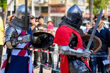 Knights competitions in the medieval battle.