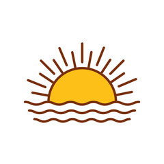 sun hot with waves fill style icon