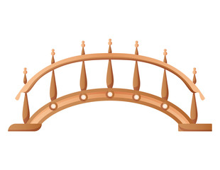 Bridge vector urban crossover architecture. Bridge-construction for transportation illustration. Bridged of river bridge-building with carriageway isolated on white background