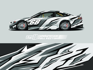 Car wrap decal designs. Abstract racing and sport background for car livery. Full vector eps 10. © zoulgraphic