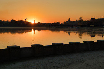 Sunset over the Palić lake