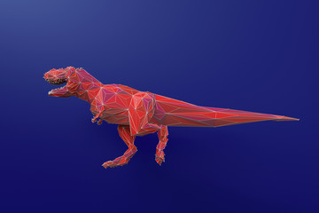 artificial dinosaur hurries to a party