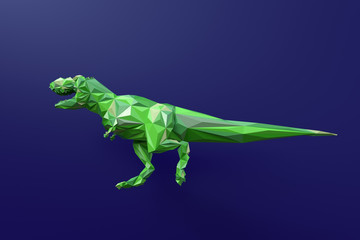 artificial dinosaur hurries to a party