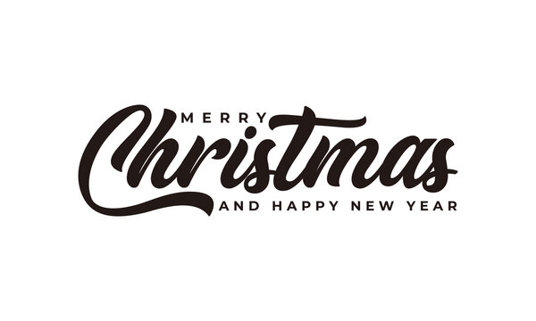Merry Christmas and Happy New Year Lettering vector Illustration