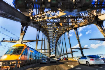 Foto op Canvas HWY Sy Harbour Bridge Train © Taras Vyshnya