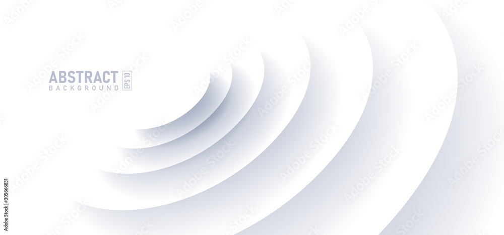 Wall mural abstract ripple effect on white background. circle shape with shadow in paper cut style vector illus