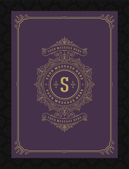 Vintage ornament greeting card calligraphic ornate swirls and vignettes frame design vector template