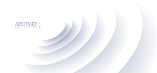 Abstract ripple effect on white background. circle shape with shadow in paper cut style vector illustration.