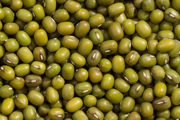 Close up shot of many mung beans on a pile