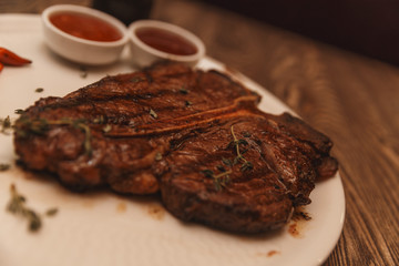steak on a plate