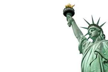 Wall murals Statue of liberty Close up photo of the Statue of Liberty in New York, USA. Isolated on white background with copy space