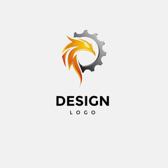 Vector logo design,falcon and gear