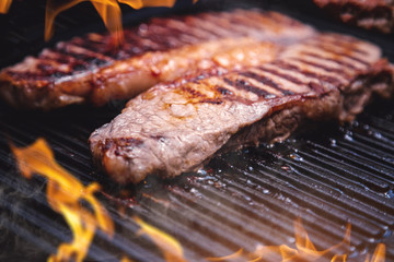 Closeup Of Fresh Beef Steak Grill