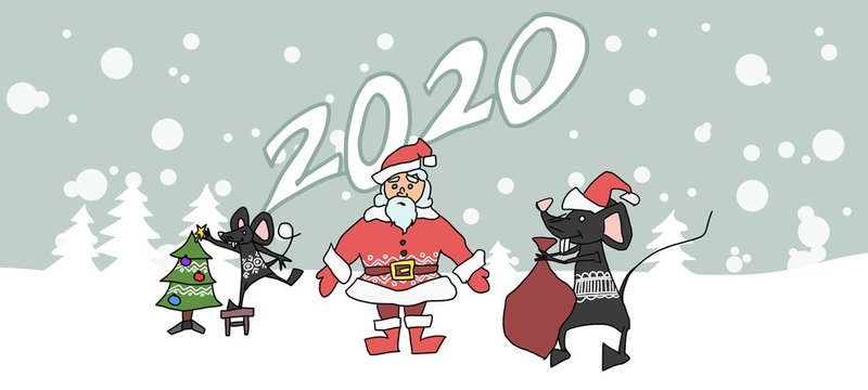 Santa Claus holiday mouse 2020 year poster. picture