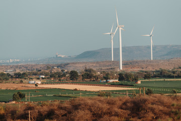 View of the windmills at Wankaner, Gujarat, India