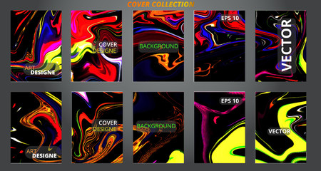 Set abstract marble modern designe. Splash acrylic colored bright liquid. Paints texture A4. For sale flyer,cover,presentation,print,business cards,calendars,invitations,sites,packaging. Copy space. 