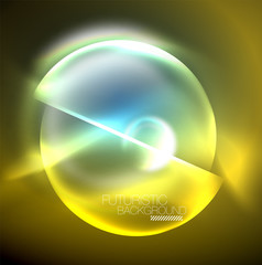 Blue neon bubbles and circles futuristic abstract background