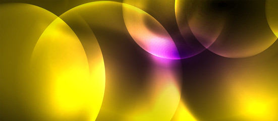 Shiny neon color light with circles abstract background